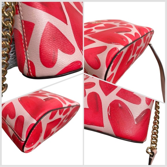 Kate Spade Like New Ever Fallen Spencer Dome Heart Crossbody Chain Pink Red - Picture 11 of 15